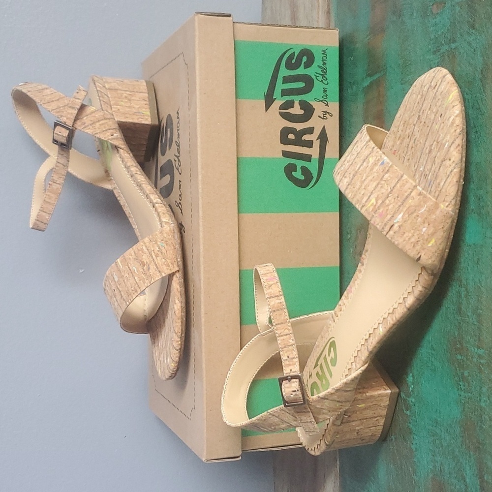 NIB Circus by Sam Edelman Indigo Flecked Cork Sandals sz 6.5 6 1/2 NEW!